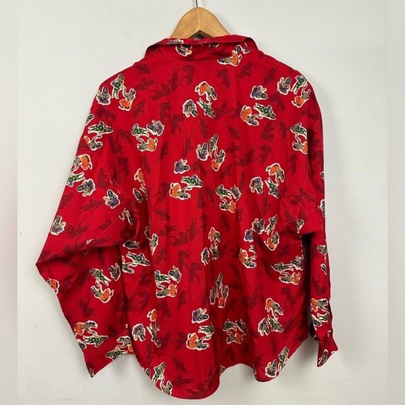 Vintage Diane Von Furstenberg Red Hawaiian Print Blouse Sz 12 - Picture 7 of 10